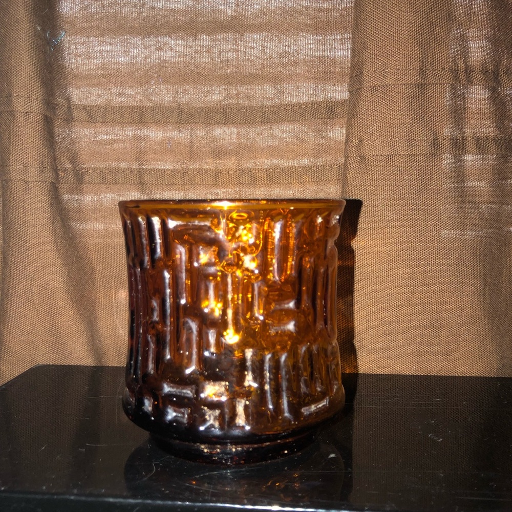 Vintage Amber Glass Candle Holder